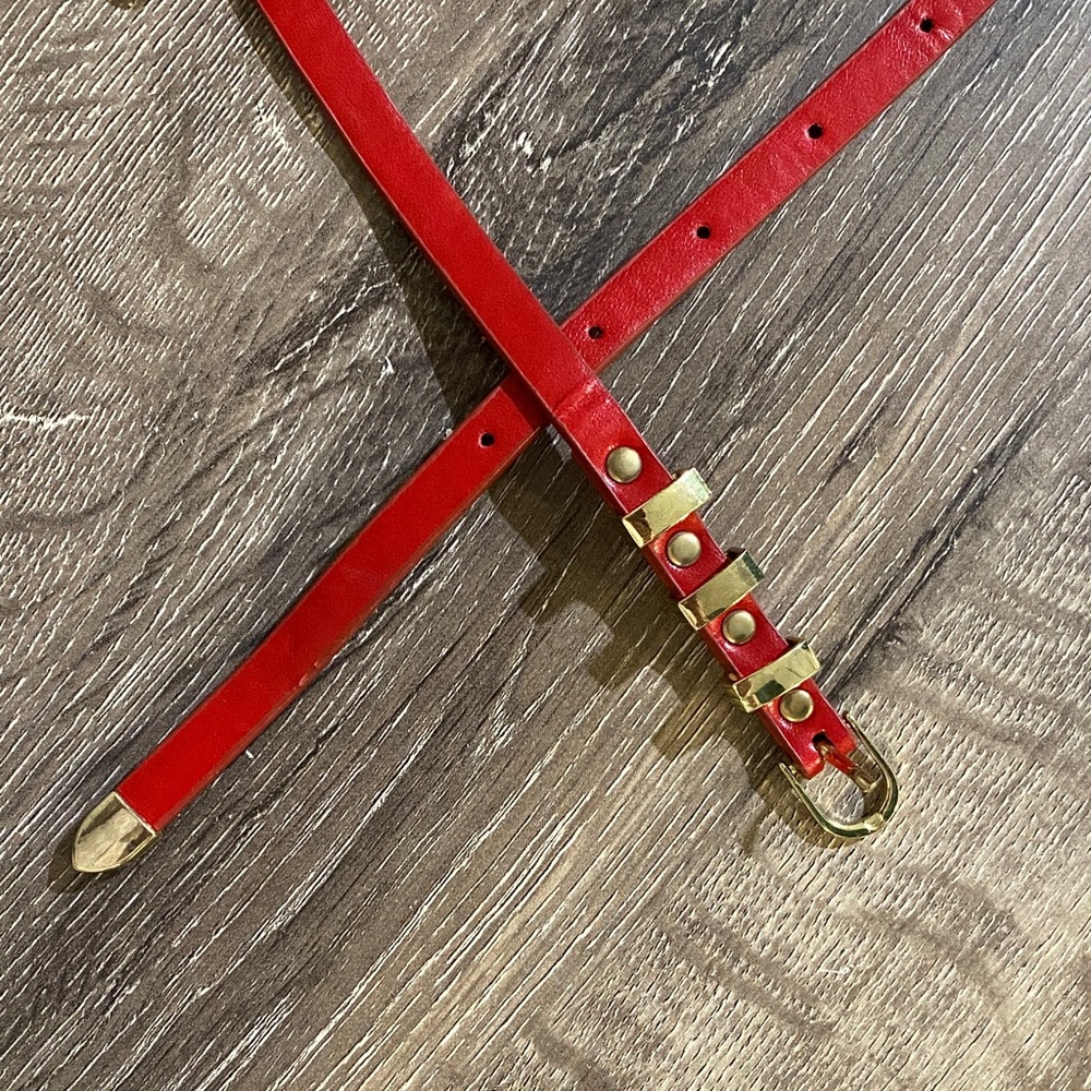 Red Vintage Belt with Gold Accents